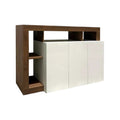 **Meuble de rangement contemporain avec finitions en bois et façades blanches**