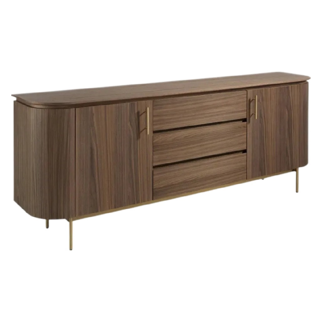 **Meuble de rangement en bois avec tiroirs et portes, finition moderne**