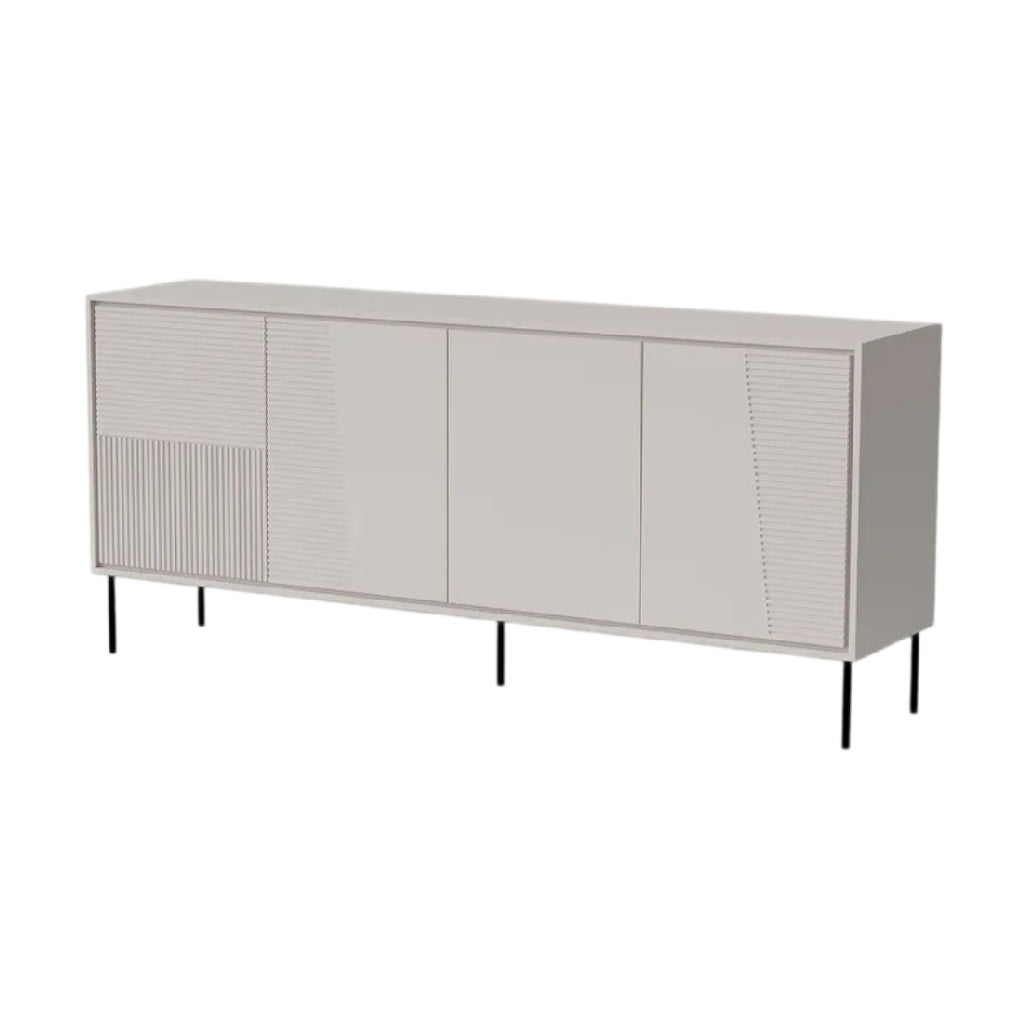 **Meuble de rangement moderne en bois clair avec finition texturée**
