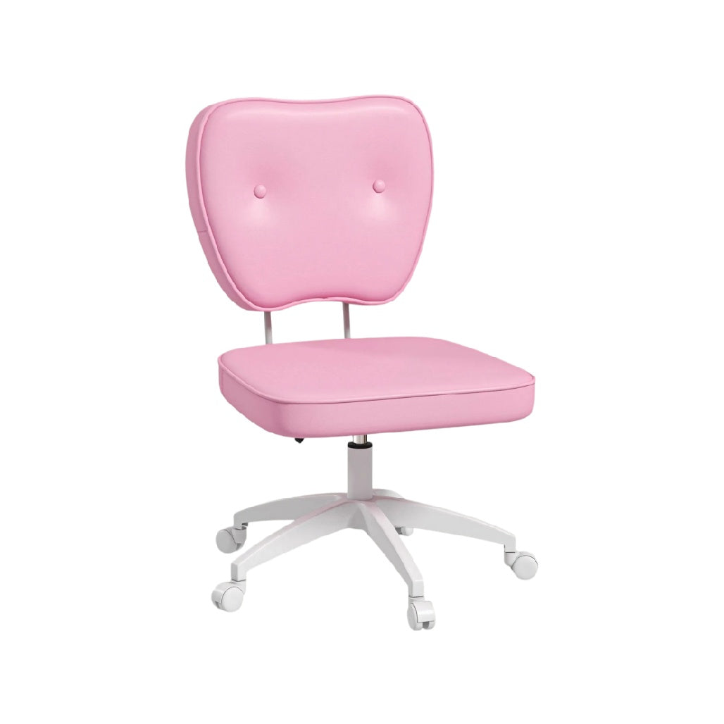 **Chaise de bureau pivotante vintage en cuir rose avec dossier rembourré**