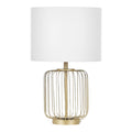 **Lampe de table en métal doré avec abat-jour blanc en tissu**