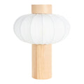 **Lampe de table en bois avec abat-jour en tissu blanc**
