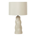 **Lampe de table en céramique à base ondulée avec abat-jour en tissu**