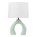 **Lampe de table en céramique verte avec abat-jour blanc, design moderne**