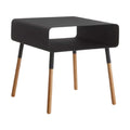 **Table basse design en métal noir avec pieds en bois**