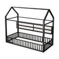 **Structure de lit en métal avec design maison et barrières de sécurité**